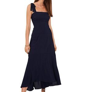 1. STATE Dress Navy Tie Shoulder Smocked Back Maxi Dress Size Medium